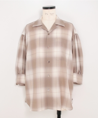 T/W OMBRE CHECK BALLOON SLEEVE BLOUSE