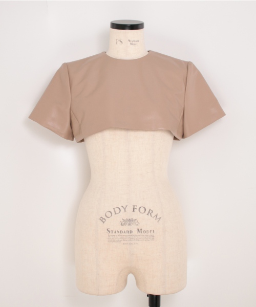HYKE FAUX LEATHER CROPPED TOP BEIGE 1 HYKE FAUX LEATHER CROPPED TOP BEIGE 1