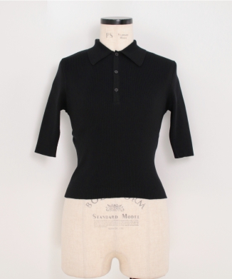 COTTON HIGH GAUGE RIB KNIT POLO
