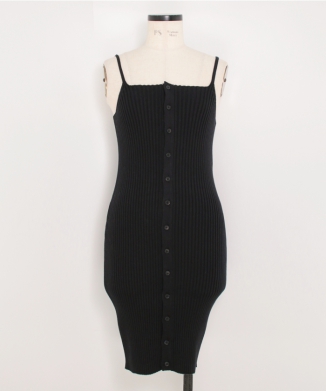 COTTON SILK RIB KNIT MINI DRESS