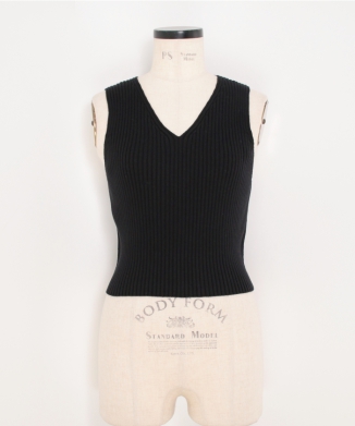 COTTON SILK RIB KNIT V-NECK VEST