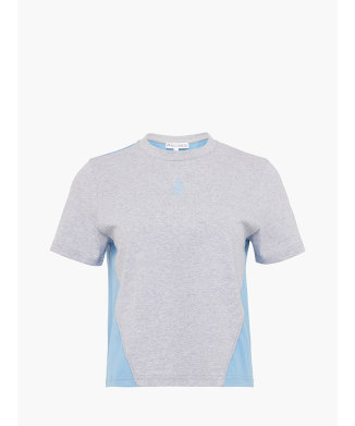 ANCHOR EMBROIDERY PANELLED CROPPED T-SHIRT