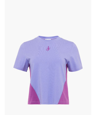 ANCHOR EMBROIDERY PANELLED CROPPED T-SHIRT