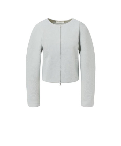 AMOMENT ROUNDED ZIP-UP CARDIGAN GREY 0 AMOMENT ROUNDED ZIP-UP CARDIGAN GREY 0