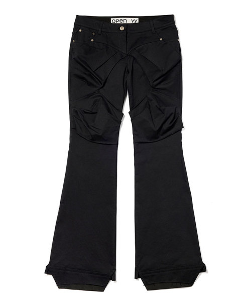 TheOpenProduct GATHERED BOOTCUT PANTS BLACK M TheOpenProduct GATHERED BOOTCUT PANTS BLACK M