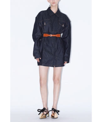 Indigo denim long shirt