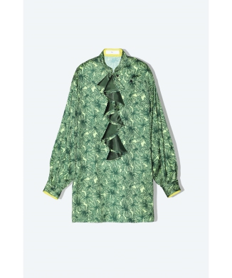 Satin print long blouse