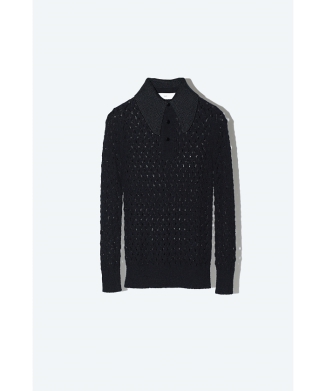 Lace knit polo shirt