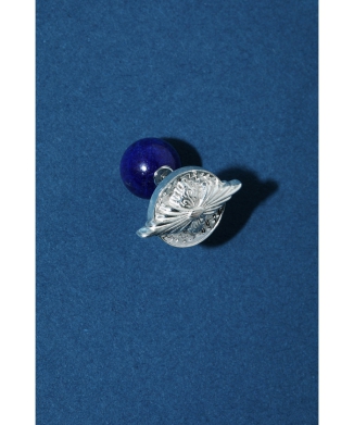 Metal stone pierced earrings lapis lazuli SILVER