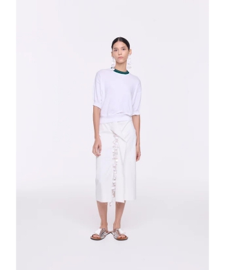 ストライプリブカラーコットンニット