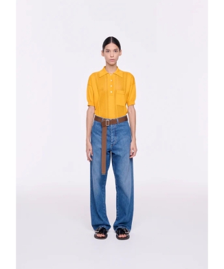 ストレートレッグベルティッドジーンズ