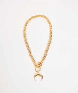 GOLD PLATED MOON BRAIDED CHAIN
