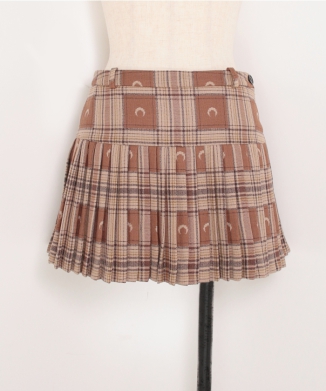 MOON CHECKS JACQUARD PLEATED SKIRT