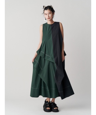 ワンピース CURVE LINE TUCK SLEEVELESS OP UN3D. ワンピース CURVE LINE TUCK SLEEVELESS OP / カーブ