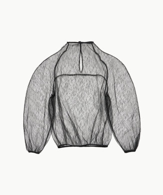 SHEER LACE MOCK NECK TOP