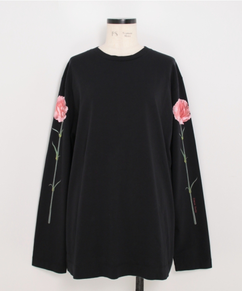 Simone Rocha CARNATION PRINT LONG SLEEVE T-SHIRT BLACK S Simone Rocha CARNATION PRINT LONG SLEEVE T-SHIRT BLACK S