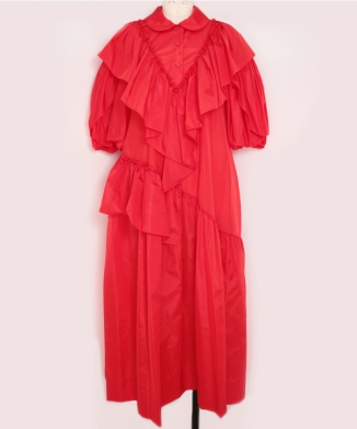 RUFFLE DETAIL PETAL SLEEVE DRESS