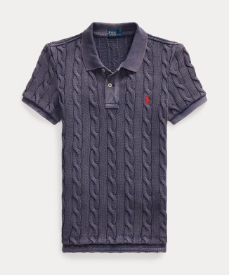 ケーブルニット ポロシャツ