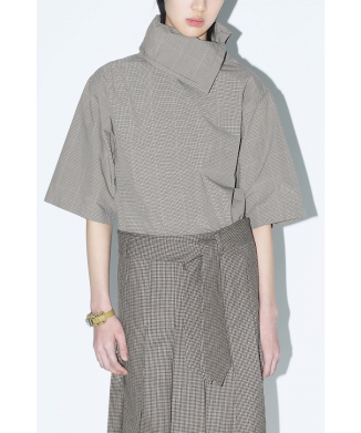 【TOGA PULLA】Typewriter check S/S blouse
