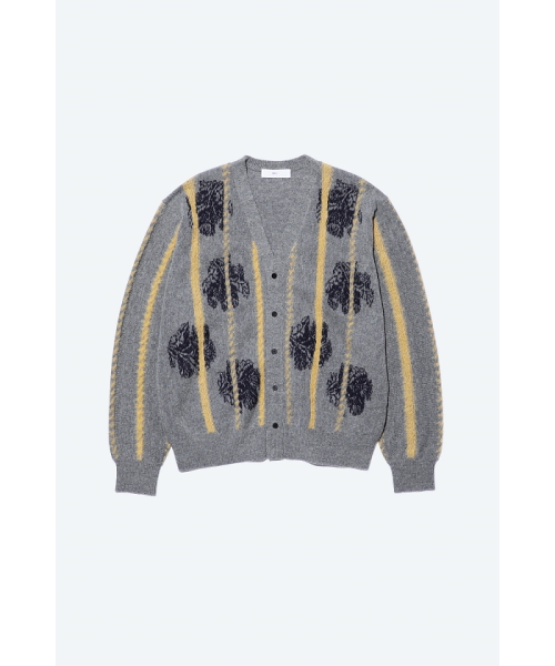 TOGA VIRILIS 幾何学模様 Vネック カーディガン TOGA VIRILIS】WOOL JACQUARD KNIT CARDIGAN