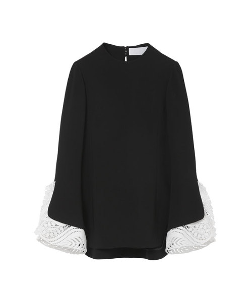 MameKurogouchi Embroidered Cuffs Top BLACK×WHITE 1 MameKurogouchi Embroidered Cuffs Top BLACK×WHITE 1