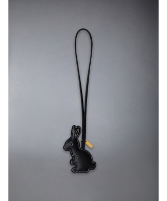 RABBIT PUFFY CHARM IN PEBBLE GRAIN LEATHER