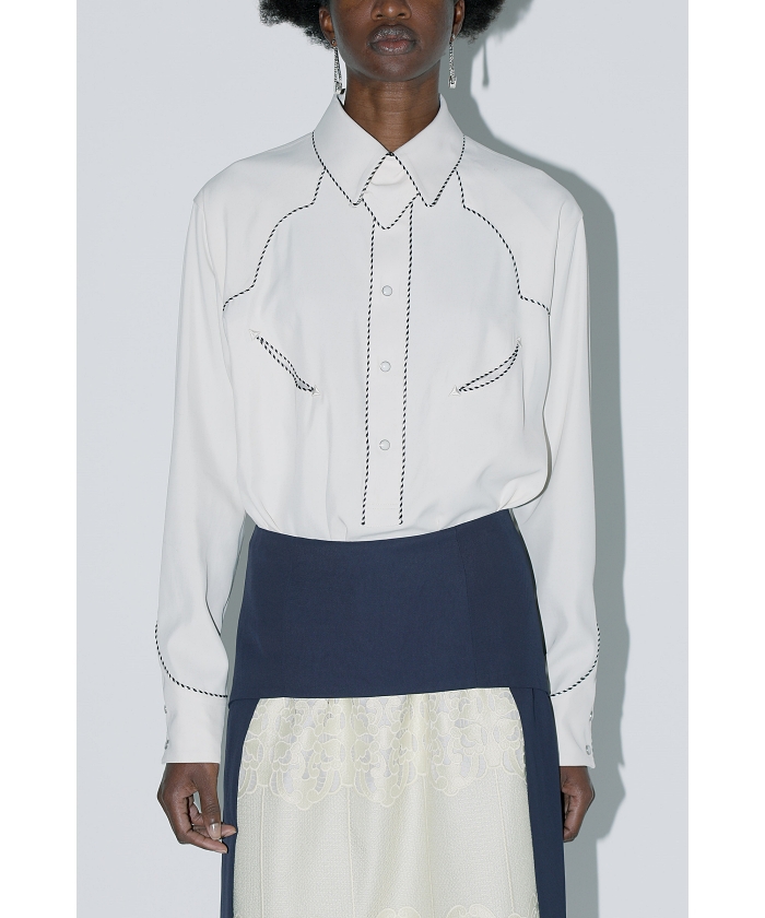 シャツ/ブラウス(長袖/七分) TOGA PULLA 19SS Acetate Jacquard Blouse Flower jacquard blouse-フラワージャカードブラウス-TOGA PULLA