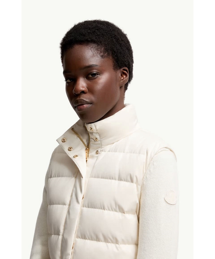 美品　モンクレール　フリル　ベスト　アイボリー　ホワイト　S ハイブリッド モンクレール MONCLER PREMIERE ウール切替 フリルダウン