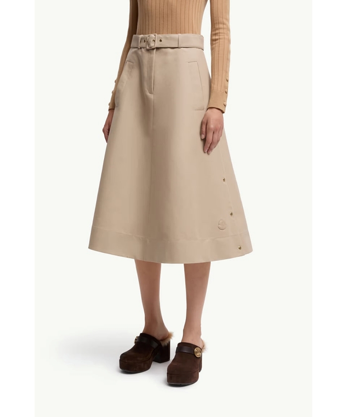 【関税込み】Moncler ブラック ベルト ミディアムスカート Black Cotton Midi Skirt - Skirts for Women | Moncler US