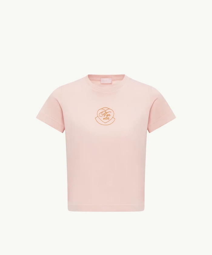 MONCLER ピンク ロゴTシャツ 新品タグ付き 完売色あり！モンクレール 刺繍ロゴ コットン Tシャツ スーパー