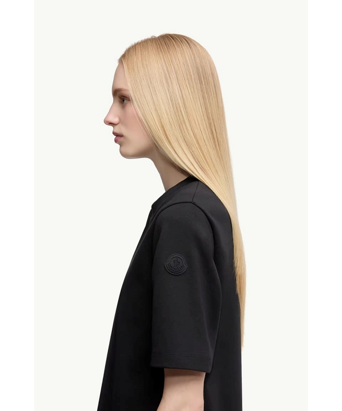MONCLER 黒 半袖 ミニワンピース Moncler モンクレール 半袖ニットワンピース ダウン 切り替え 黒