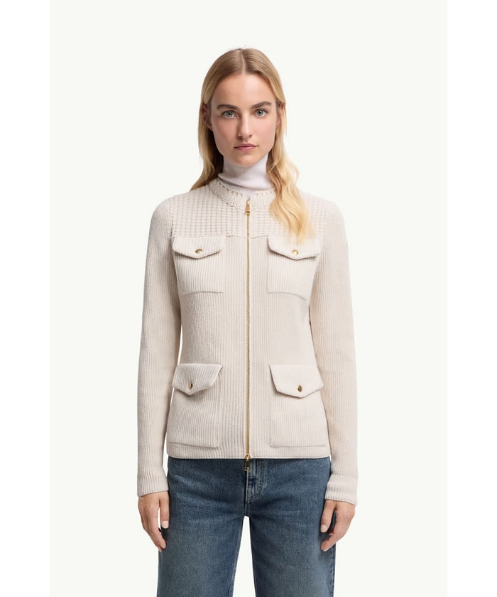 【MONCLER】 パッド入りケーブルカーディガン ベージュ Moncler カーディガン(F257G144)|阪急百貨店公式通販サイト