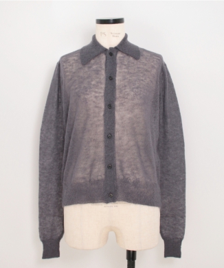 KID MOHAIR BLEND SHEER KNIT SHIRT CARDIGAN