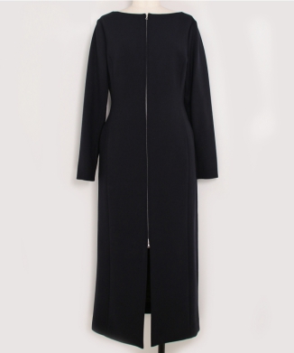 TENSE WOOL DOUBLE CLOTH FRONT-ZIP DRESS