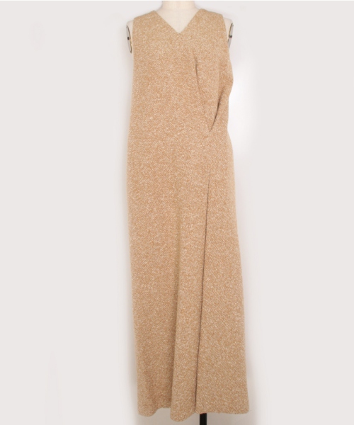 AURALEE HOMESPUN TWEED DRAPE DRESS CAMEL BEIGE 1 AURALEE HOMESPUN TWEED DRAPE DRESS CAMEL BEIGE 1