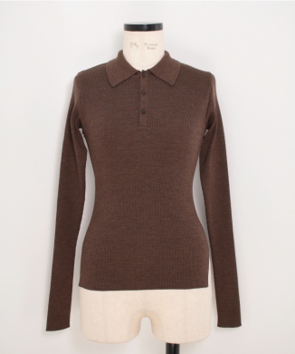 SUPER FINE WOOL HIGH GAUGE RIB KNIT POLO