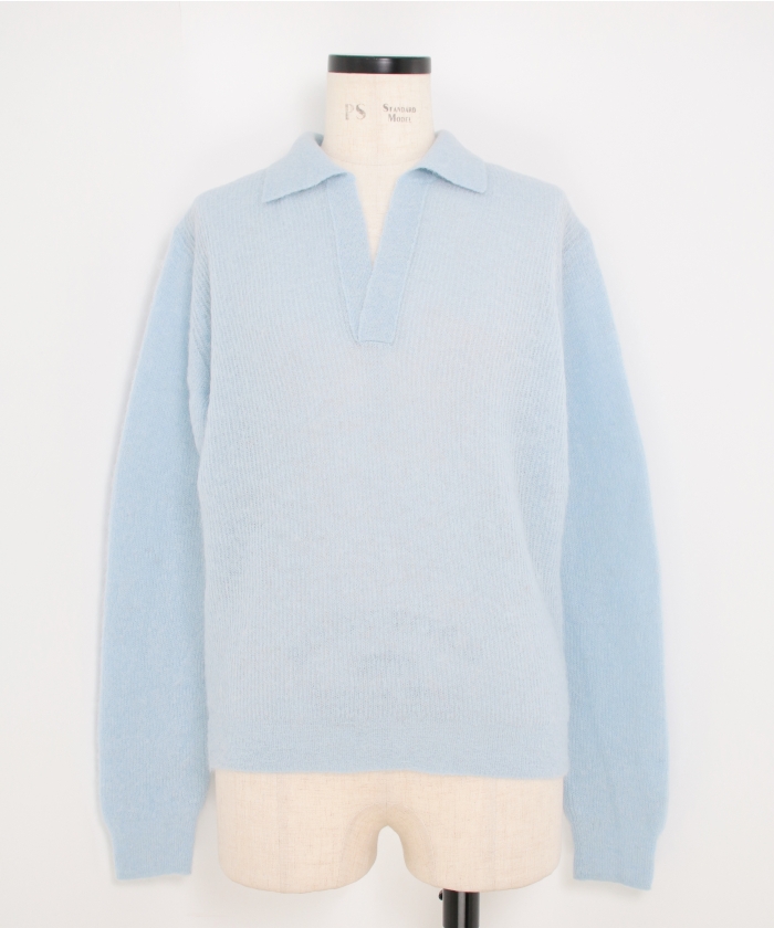 トップス auralee ALPACA SHEER KNIT SKIPPER POLO GEA1】AURALEE □BABY SURI ALPACA SHEER KNIT SKIPPER POLO