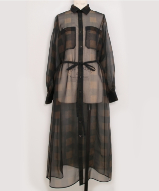 SHEER PLAID DRESS