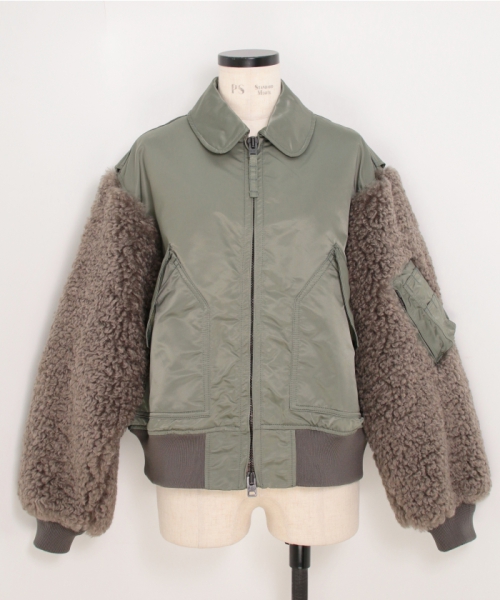 HYKE FAUX SHEARLING TYPE CWU-45/P JACKET OLIVE DRAB 1