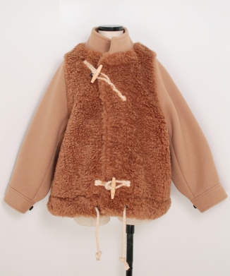 DOUBLE FACE FAUX SHEARLING DUFFEL JACKET