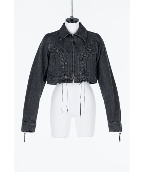 FETICO Lace up denim jacket BLACK 38 FETICO Lace up denim jacket BLACK 38