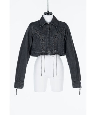 Lace up denim jacket