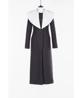 Single-breasted boucle wool coat（WOOL BLEND）