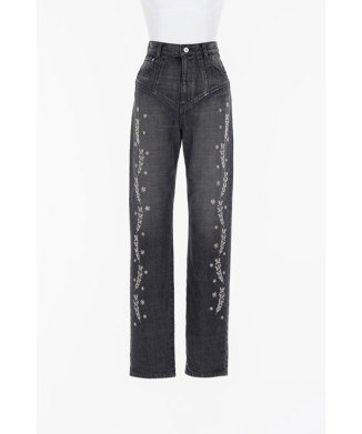 Embroidered straight jeans