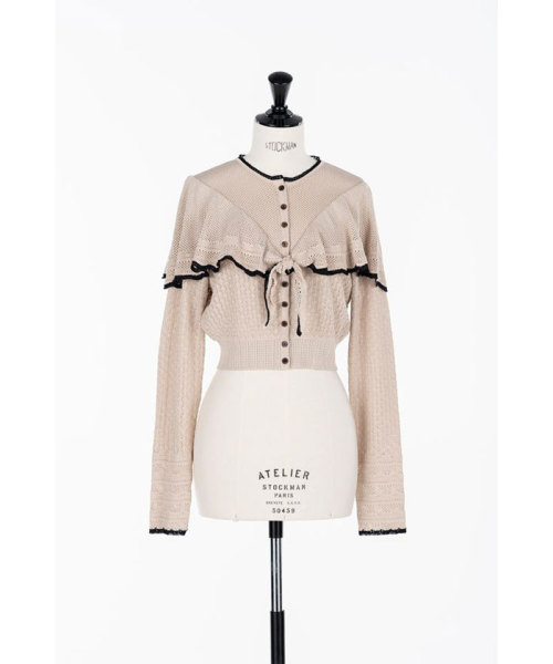 FETICO Lace-knit cape cardigan BEIGE 36 FETICO Lace-knit cape cardigan BEIGE 36