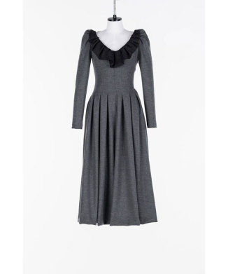 Wool smooth flare midi dress