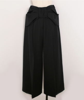 CROPPED BOW WAIST WIDE LEG TROUSERS