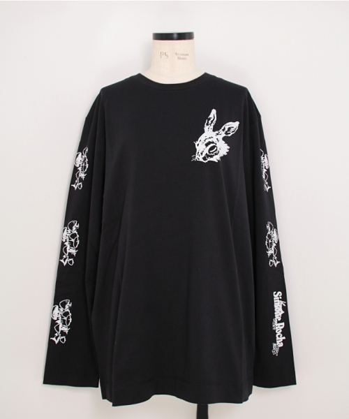 Simone Rocha TORTOISE & HARE LOGO PRINT LONG SLEEVE T-SHIRT BLACK/WHITE M Simone Rocha TORTOISE & HARE LOGO PRINT LONG SLEEVE T-SHIRT BLACK/WHITE M