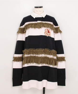 RUFFLE RUGBY SHIRT W/ TURBO EMB
