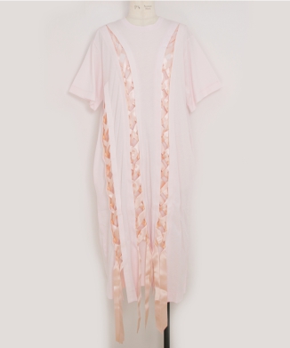 UNRAVELING RIBBON T-SHIRT DRESS